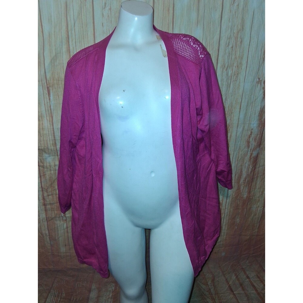 CJ Banks Pink 3/4 Sleeve Lightweight Cardigan Sz 1X